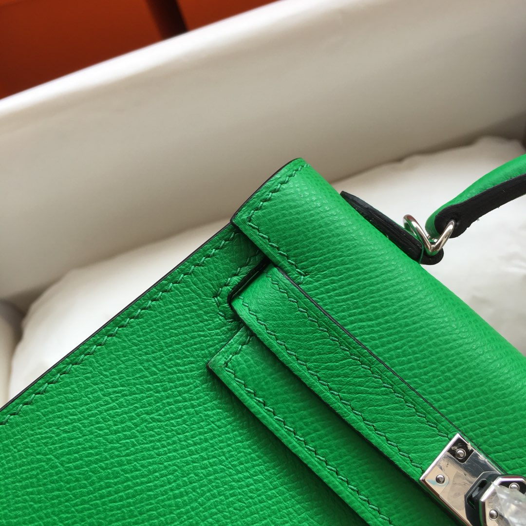 Hermes Kelly Mini II Bag 19CM In Green Epsom Leather